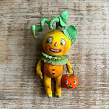 Antique Style Halloween Jack O’ Lantern Spun Cotton Ornament by Arbutus Hunter picture