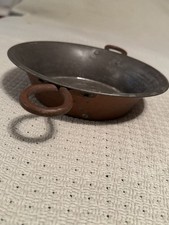 Antique 19th CenturyHand Hammered Copper Pan TinLined Double Handle picture