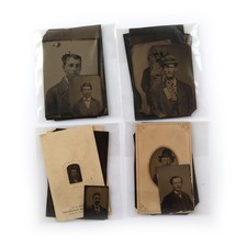 5 Antique Men Tintype Photos Lot - Victorian Gentleman Portraits - Male Fashion picture