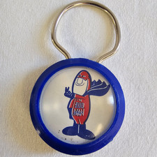 Budweiser Bud Man Keychain Tag Vintage 70s Beer Collectable Peace Sign DrinkHero picture