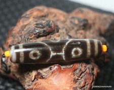 Energy Tibetan Old Agate Healer Pit Longevity 6 Eyed DZI Bead Pendant Amulet picture