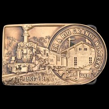 ER& Rio Grande Western RR San Juan Colorado Solid Bronze Vintage Belt Buckle picture