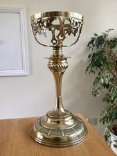 An Ornate Brass Oil Lamp Column And Font Basket. picture