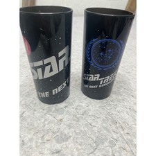 Vintage 1994 Star Trek The Next Generation Plastic Tumblers Set of 2 Black Cups picture