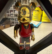 Medicom Toy BE@RBRICK Chrome Gold Bear Vinyl/Plastic Figure Red/Black/White picture