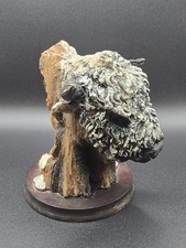 Vintage American Bison Buffalo Head Bust Sculpture 5” Tall Resin Figure on Wood picture