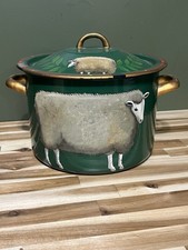 Vintage 2000 Emma Hunk Hand Painted Enamelware Stock Pot with Lid picture