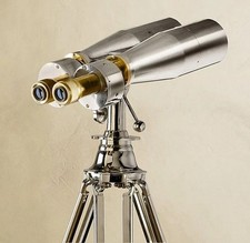1920s Century Nautical Naval Fully Brass Victorian Heavy Binoculars Chrome picture