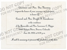 1952-Dwight D Eisenhower-Reception Invitation-Phipps-Denver CO-Gov Dan Thornton picture