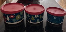 TUPPERWARE Christmas Set Of 3 Bowls Canisters Nesting Stackable New picture