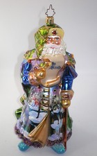 Vintage 2005 Christopher Radko List'n N Glisten Santa Christmas Ornament 7