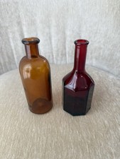 VTG Antique Ruby Red Octagon Wheaton Brown amber apothecary medicine glass jars picture