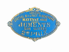 Vintage French Percheron Horse Competition Plaque, Mayenne 1980, 2nd Prize picture