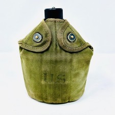 WWII US Army M1942 Stainless 1945 Vollrath Canteen, Cup & Fisher Cover AS FOUND picture