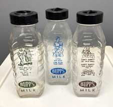 Vintage Samuel Callet Co Bupp's Milk Nursery Rhymes Glass Baby Bottle Lot 8 oz picture