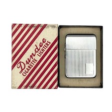 Vintage Dundee Berkeley Ribbed Chrome Windproof Pocket Lighter USA Original Box picture