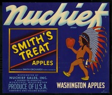 Nuchief Brand Apple Crate Label - Smith's Treat - Nuchief Sales Inc. picture