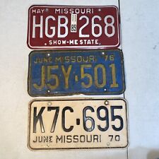 Vintage Set of 3 Missouri License Plates 70 76 89  Garage Man Cave Decor picture