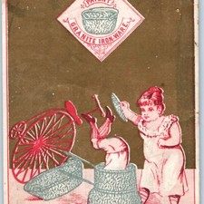 Vtg Akron OH Paige Brothers Hardware Granite Ironware Victorian Trade Card picture