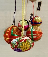 Vintage Japanese Princess Kokeshi Temari Ball Ornaments Lot Made in Japan Boxes picture