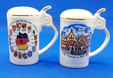 Vintage Frankfurt am Main Porcelain Mini Beer Stein Salt & Pepper Shakers picture