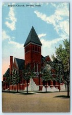 OWOSSO, Michigan MI ~ BAPTIST CHURCH c1910s Shiawassee County Postcard picture