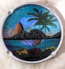 Vintage Rio De Janeiro Blue Morpho Butterfly Wing Art Deco Souvenir Dish Plate picture