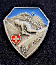 KL Scheidegg Ski Village Switzerland Vintage Ski Travel Souvenir Pin picture