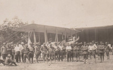 Grayling Michigan 1916 Latest Camp Arrival Airplane Military Men RPPC Postcard picture