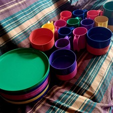 28pc Heller Rainbow Vintage Massimo Vignelli Stackable Set MCM MOD Plates Bowls picture