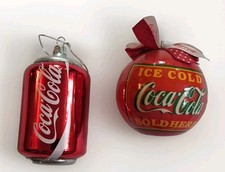 Vintage Coca-Cola Christmas Ornament Lot 1997 Ice Cold Ball Kurt Adler Glass Can picture