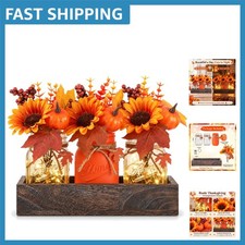 Versatile Fall Thanksgiving Table Decor with Mason Jars & Floral Accents picture