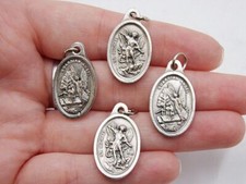 Guardian Angel and Archangel Saint Michael Lot of 4 Two Sided Pendant Medals picture