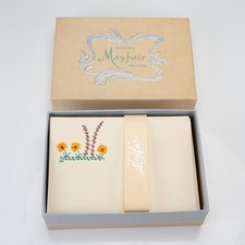 Vintage Eaton's Mayfair Vellum Fancy Embellished Thread Art Lacy Stationery Set picture
