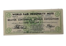 Portland Oregan Beaver Centennial World Fair Note 1936 Trade dollar $1 No. 3952 picture