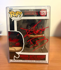Funko Pop Marvel Daredevil Battle Damaged #1579 Autographed JSA CR28212 picture