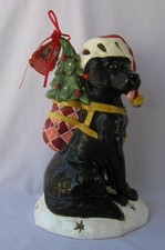 Original Blue Sky Christmas BLACK LABRADOR DOG Goldminc Tealight Candle Holder picture