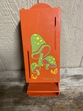 Vtg 60s Orange Mushroom Hard Plastic Wall Cigarette Holder Has Crack picture
