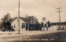 Gas Station Walkey's Store Hanson MA SOCONY 1930s RPPC Photo Postcard COPY picture