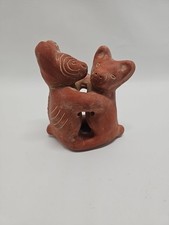 Vintage Terracotta Mayan Colima Dancing Dogs Figurine Folk Art Clay Sculpture picture