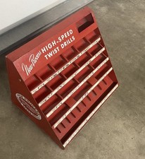 USED METAL COUNTER DISPLAY FOR DRILLS DRILL BITS - NEW PROCESS HIGH SPEED DRILLS picture