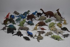 39 Vintage Plastic Play Dinosaur Lot Old Molds Prehistoric Tyrannosaurus picture