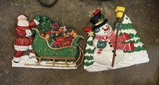 TWO Vintage Christmas Molded Plastic Wall Hangings picture