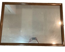 MCM Mirror Wall-Hang Walnut Frame American of Martinsville Vtg 47x33 Mid Century picture