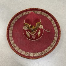 Detailed Vtg Mexican Charro Sombrero Straw Palma Embroidered Horse Western Hat picture