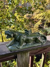 Vintage MCM Green Panther Planter TV Lamp Nice Working picture