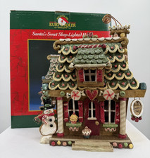 Kurt S. Adler Snowtown SANTA'S SWEET SHOP Lit Christmas House w/ Cord #J8707 VTG picture