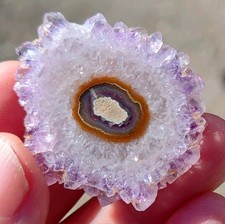 rawk11: Rare Natural Polished Amethyst Stalactite Slice-Purple/Orange-Uruguay picture