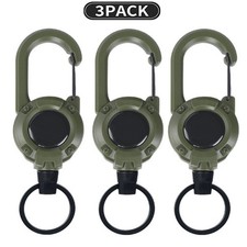 3Pcs Heavy Duty Retractable Keychain Carabiner Badge Holder Steel Wire Cord Reel picture