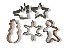 Lot Of 5 Large Copper Colored Cookie Cutters Christmas Themed picture